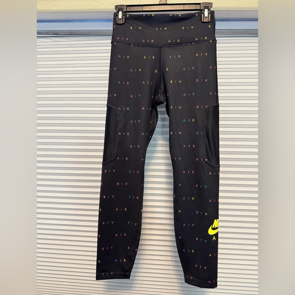 Nike Women Black Leggings with Multicolor Print